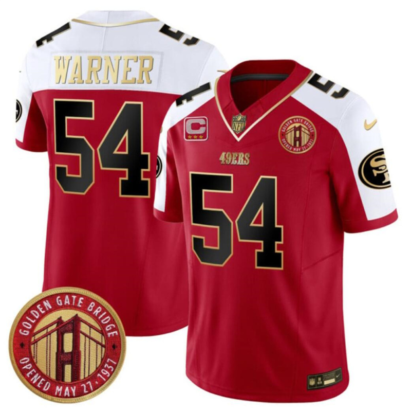 Men's San Francisco 49ers #54 Fred Warner Red F.U.S.E. Golden Gate Bridge With 3-Star C Patch Alternate Vapor Limited Stitched Football Jersey